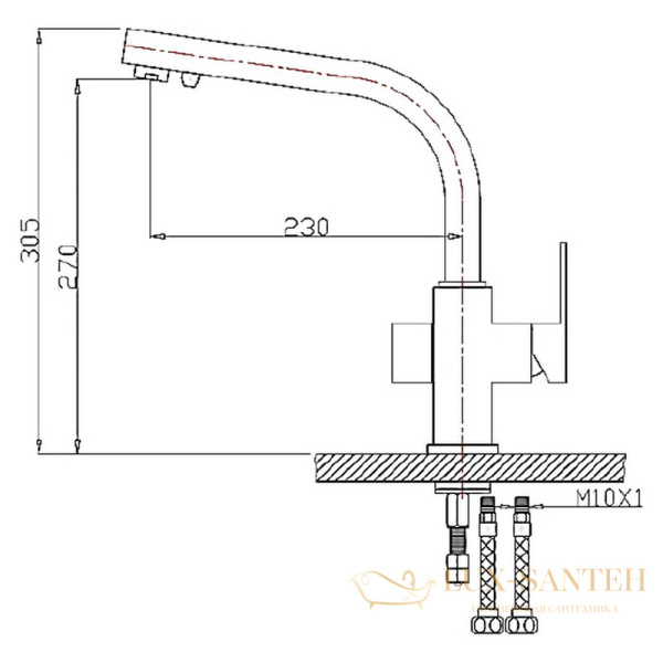 смеситель zorg clean water zr 311 yf-черный металл для кухни, черный металл