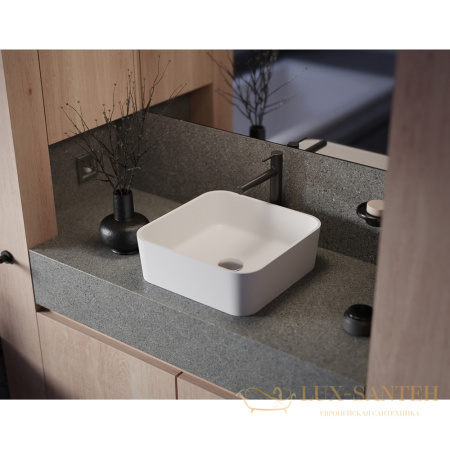 раковина накладная whitecross garnet 0702.040040.200, 40,5х40,5 см, белый матовый