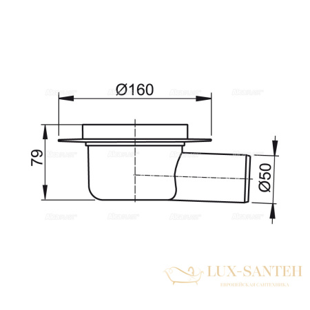 сливной трап alcaplast ø50, подводка – боковая apv5000