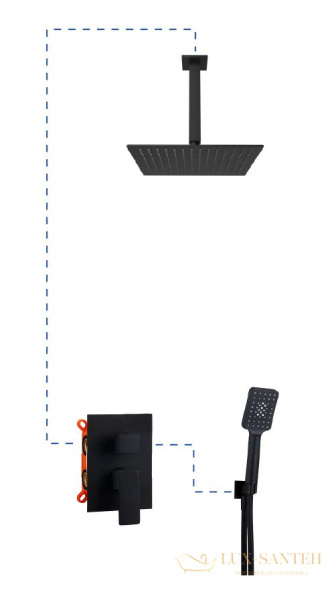 душевой комплект aqg alpha 19alpec21805 на 2 потребителя, черный матовый