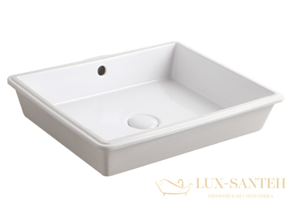 раковина встраиваемая под столешницу 48х37 см, simas top e lavabi d'arredo, s59 bi, без отв под смеситель, с переливом, белый