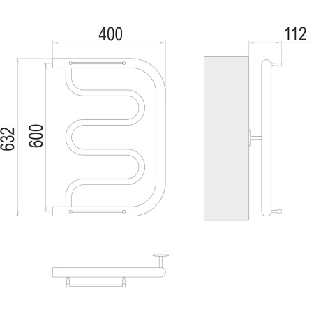 полотенцесушитель водяной terminus фокстрот 4620768881312 с полкой aisi 32х2 600х400