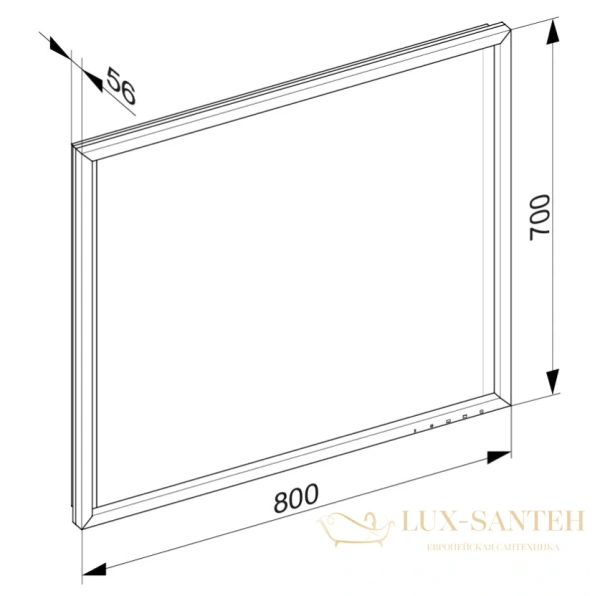 зеркало с подсветкой keuco edition 90, 19097012500, 800х700х56 мм, алюминий