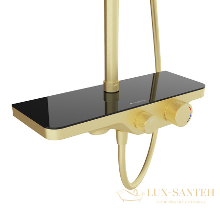 душевая система для ванны с прогрессивным смесителем aqueduto chuva chu0450, золото шлифованное