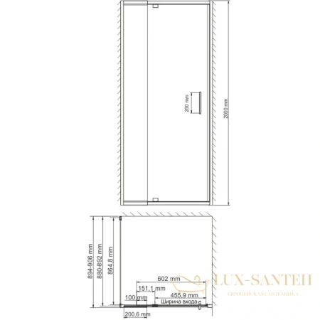 душевой уголок wasserkraft berkel 48p28 76-86х90 см 