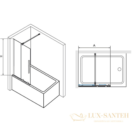 шторка rgw screens 41114710-14 на ванну sc-47b 100x150, профиль черный, стекло прозрачное