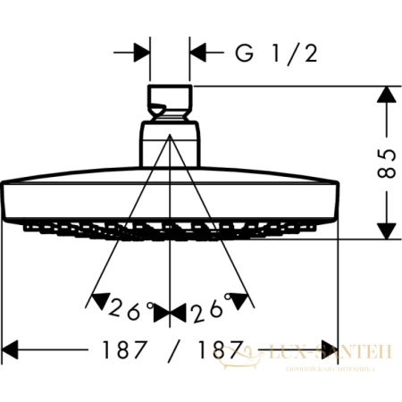 верхний душ hansgrohe croma select e180 2jet 26524000 хром