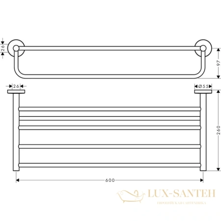полка для полотенец с держателем hansgrohe logis universal 41720000 хром