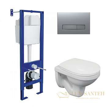 комплект berges 043339: подвесной унитаз gamma с системой инсталляции atom 410 и панелью смыва, хром матовый