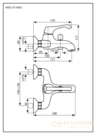 смеситель emmevi ares 76001c/sp для ванной, зачищенный хром