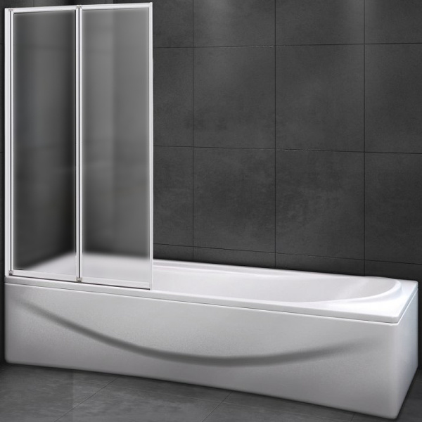 шторка на ванну cezares relax relax-v-2-80/140-p-bi-l 80 см l профиль серый, стекло рифленое