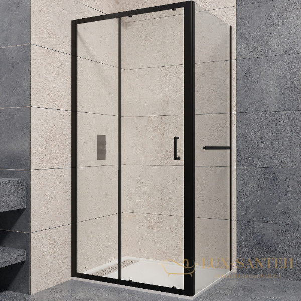 душевой уголок rgw passage 4108741130-14 pa-74-1b 130x100, профиль черный, стекло прозрачное