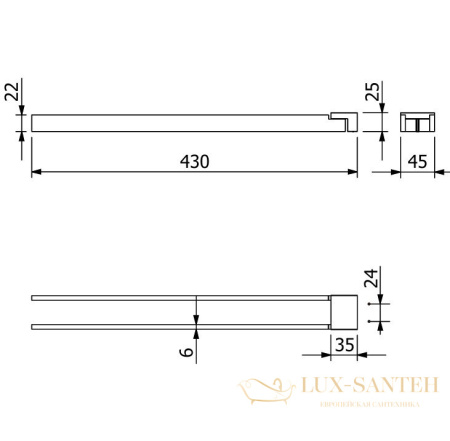 полотенцедержатель двойной kludi vela c, 3197705, хром глянцевый