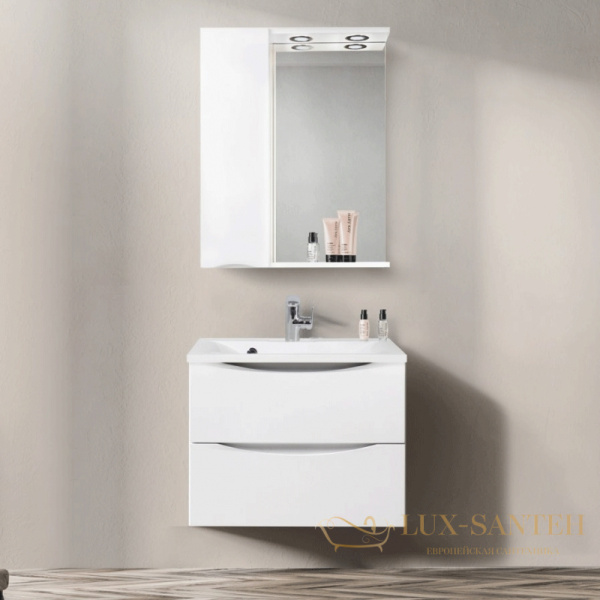 зеркальный шкаф belbagno marino marino-spc-700/750-1a-bl-p-l 70 см с подсветкой, bianco lucido