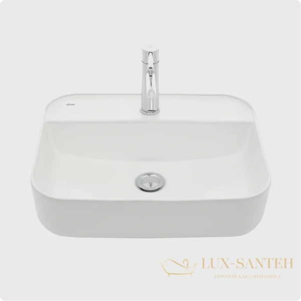 раковина накладная aquame aqm5001, 505*400 мм, 1 отверстие под смеситель, белый глянцевый