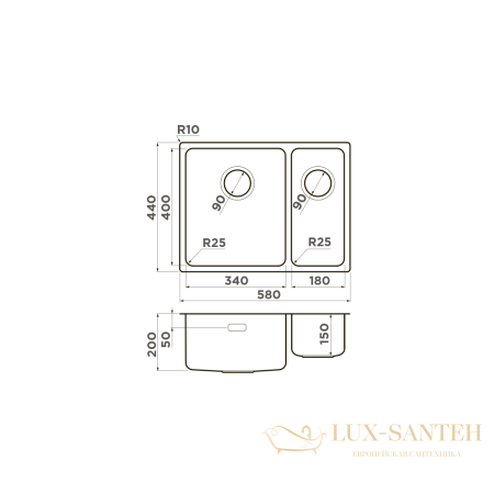 кухонная мойка omoikiri tadzava 58-2-u х i-in-l нерж.сталь х нержавеющая сталь, 4993774