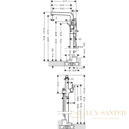 напольный смеситель для ванны hansgrohe talis s 72412000, хром