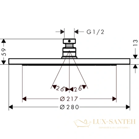 верхний душ hansgrohe croma 280 air 1jet ecosmart 9 л/мин черный 26221670