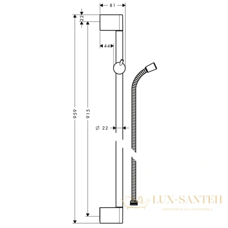 штанга для душа 90 см hansgrohe unica crometta 27614000