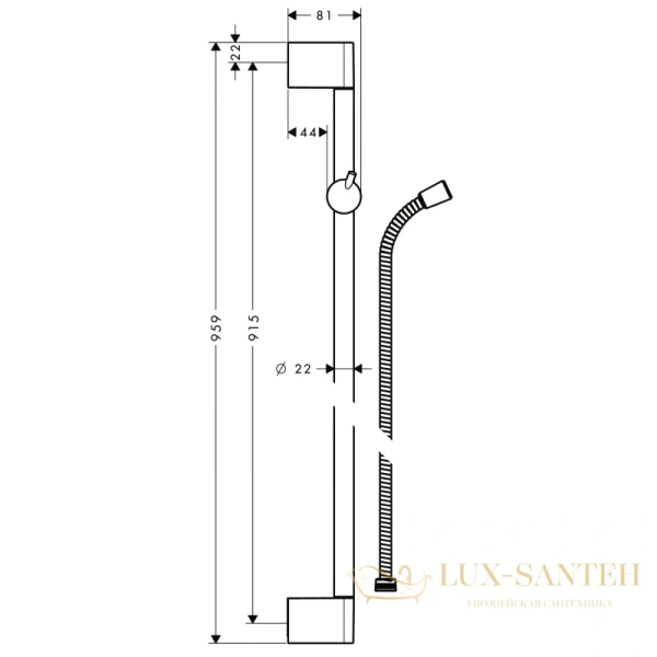 штанга для душа 90 см hansgrohe unica crometta 27614000