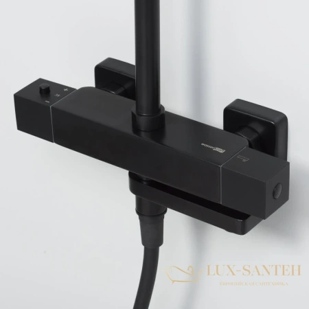 душевая система wasserkraft thermo a29901 300 мм, черный матовый