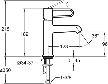 смеситель для раковины jacob delafon odeon rive gauche e21029-cp-cp хром, без донного клапана