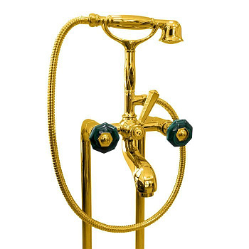 nicolazzi teide chic, 1901go15c, смеситель для ванны с 2мя ручками, с переключателем ванна х душ, цвет золото