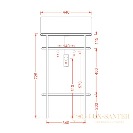 металлическая консоль artceram vogue aca058 17 для раковины, черный матовый