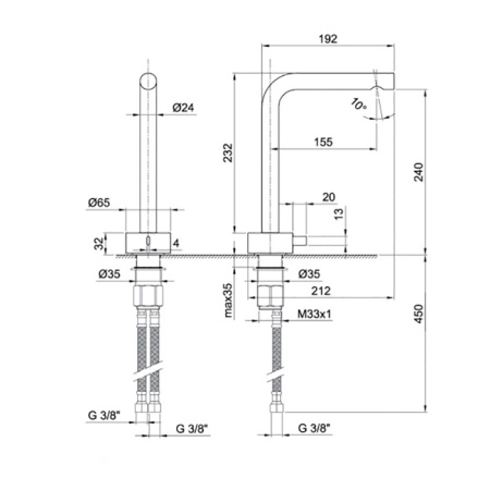 смеситель для раковины, fantini af/21 27 93 a006wf, 1 отв., без донного клапана, излив 155мм, матовая натуральная сталь