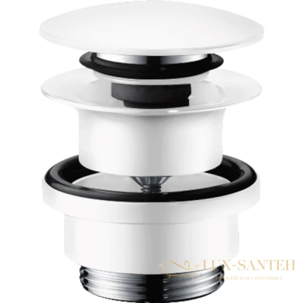 донный клапан push-open для раковины hansgrohe 50100700 белый матовый