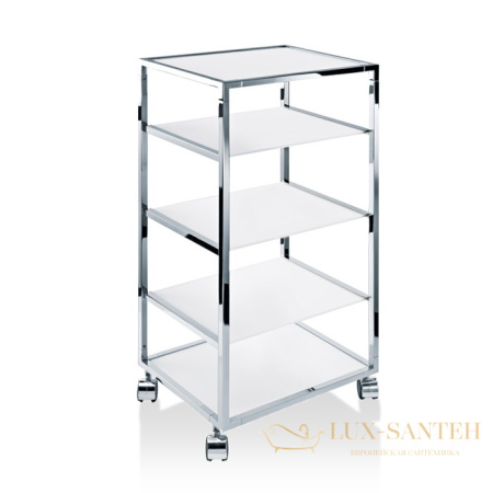 стеллаж decor walther rw2 0702401 на колёсиках, хром/белый