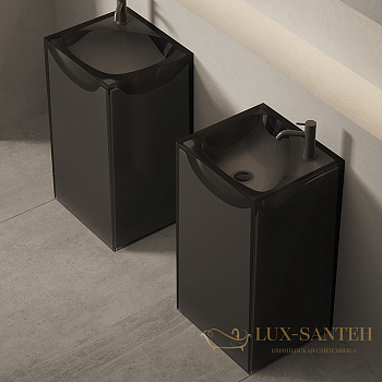раковина напольная dea design pedestal basin, dd2024 495 r4, glasstech, 495х455хh880 мм, smoky black