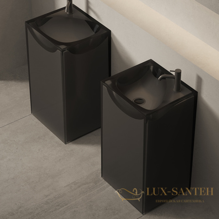 раковина напольная dea design pedestal basin, dd2024 495 r4, glasstech, 495х455хh880 мм, smoky black
