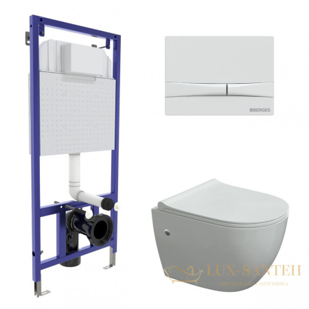 комплект berges    043282: подвесной унитаз okus с системой инсталляции novum 525 и панелью смыва, белый