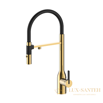 смеситель для кухни под фильтр с гибким изливом paulmark magneto one ma213188-sbg, золото светлое брашированное