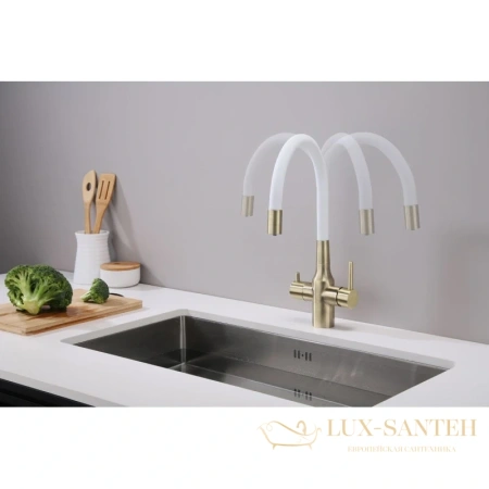 смеситель paulmark salix sa213419-brw для кухни с подключением к фильтру, бронза