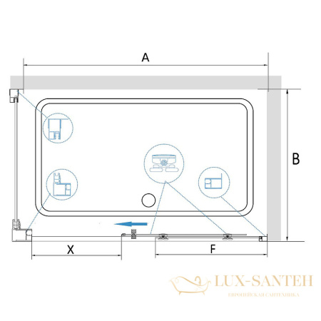 душевой уголок rgw classic 320948110-011 cl-48-1 110x100, профиль хром, стекло прозрачное