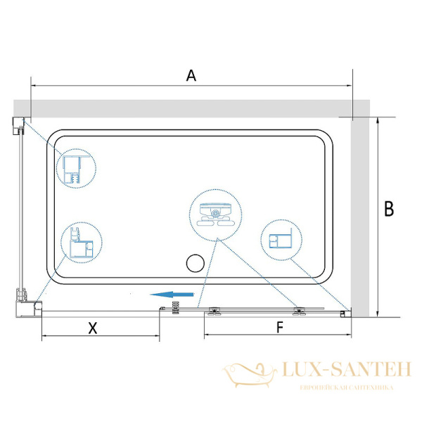 душевой уголок rgw classic 320948168-011 cl-48-1 160x80, профиль хром, стекло прозрачное