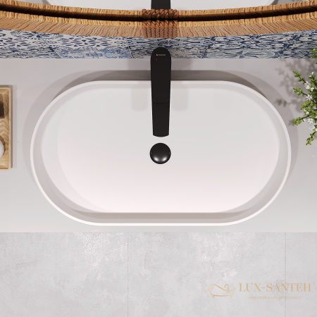 раковина накладная aqueduto espiral, esp0220, овальная 390*600, белый матовый