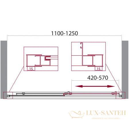 душевая дверь belbagno unique unique-bf-1-110/125-p-cr 125 см профиль хром, стекло рифленое 
