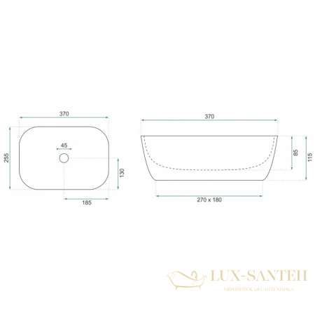 раковина rea belinda mini rea-u8004 37х22,5 см, черный глянец