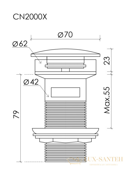 донный клапан ceramica nova cn2000x, белый