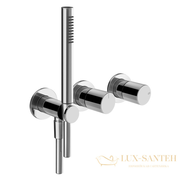 смеситель для душа встраиваемый gessi habito unito 70038.031, на 2 выхода с душевым комплектом, внешняя часть, хром