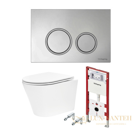 комплект tece basic k955203wcb с подвесным унитазом и панелью смыва tecespring v, белый глянцевый/хром