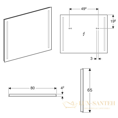 комплект мебели для ванной geberit renova plan 529.916.01.8 80 см, белый глянец