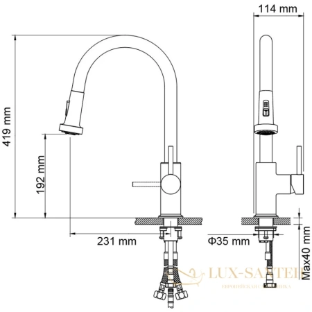 смеситель timo saona 2316/03fl для кухни, черный матовый
