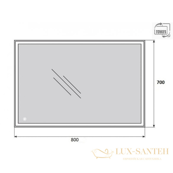 зеркало belbagno spc spc-grt-700-800-led-tch с подсветкой, с сенсорным выключателем