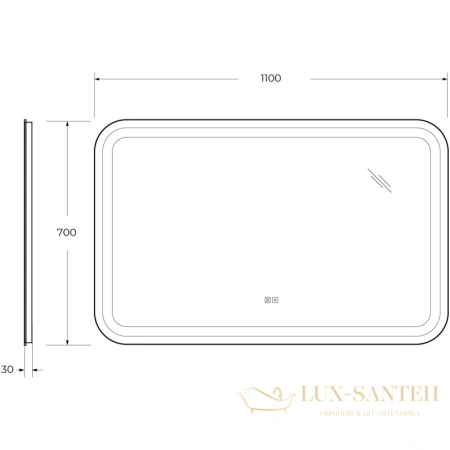 зеркало cezares stylus czr-spc-stylus-1100-700-tch-warm 110x70 см 