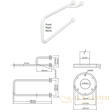 поручень bemeta help 301112163, белый