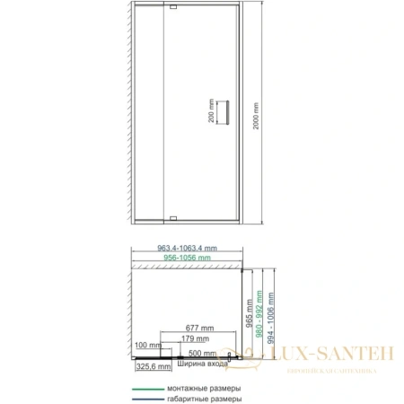душевой уголок wasserkraft berkel 48p19 96-106х100 см 